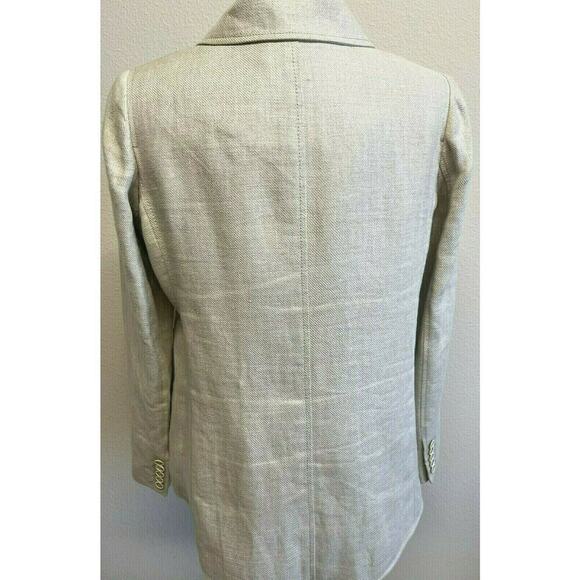 PROENZA SCHOULER Linen Blazer Jacket Size 8 Beige Patch Pockets 1 Button - Picture 15 of 16